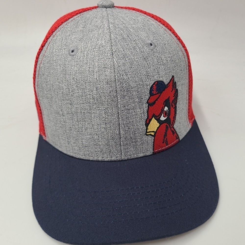 St Louis Cardinals Hat Snapback Trucker Mesh Gray Red MLB Scott Credit Union Men